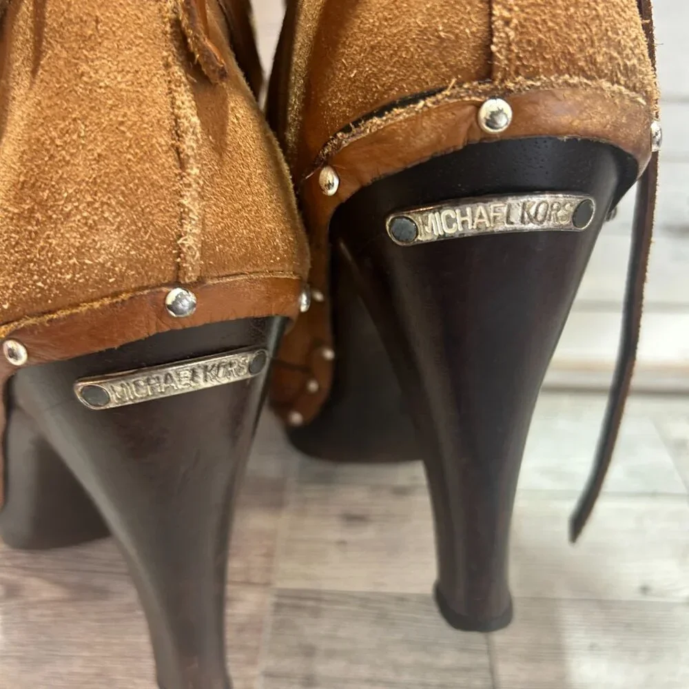 Michael Kors Tan Brown Over-the-Knee Shearling Trim Boots - Picture 8 of 11